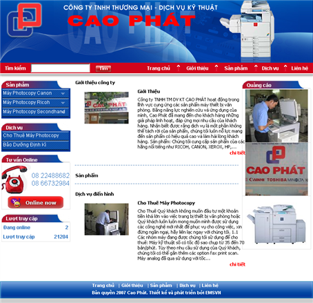 Thiet Ke Website Cong Ty TNHH TM DV KT Cao Phat